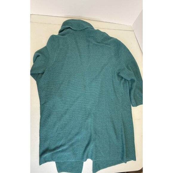 Peruvian Connection Baby Alpaca Silk Open Knit Long Cardigan Teal Green Size L - Picture 14 of 14